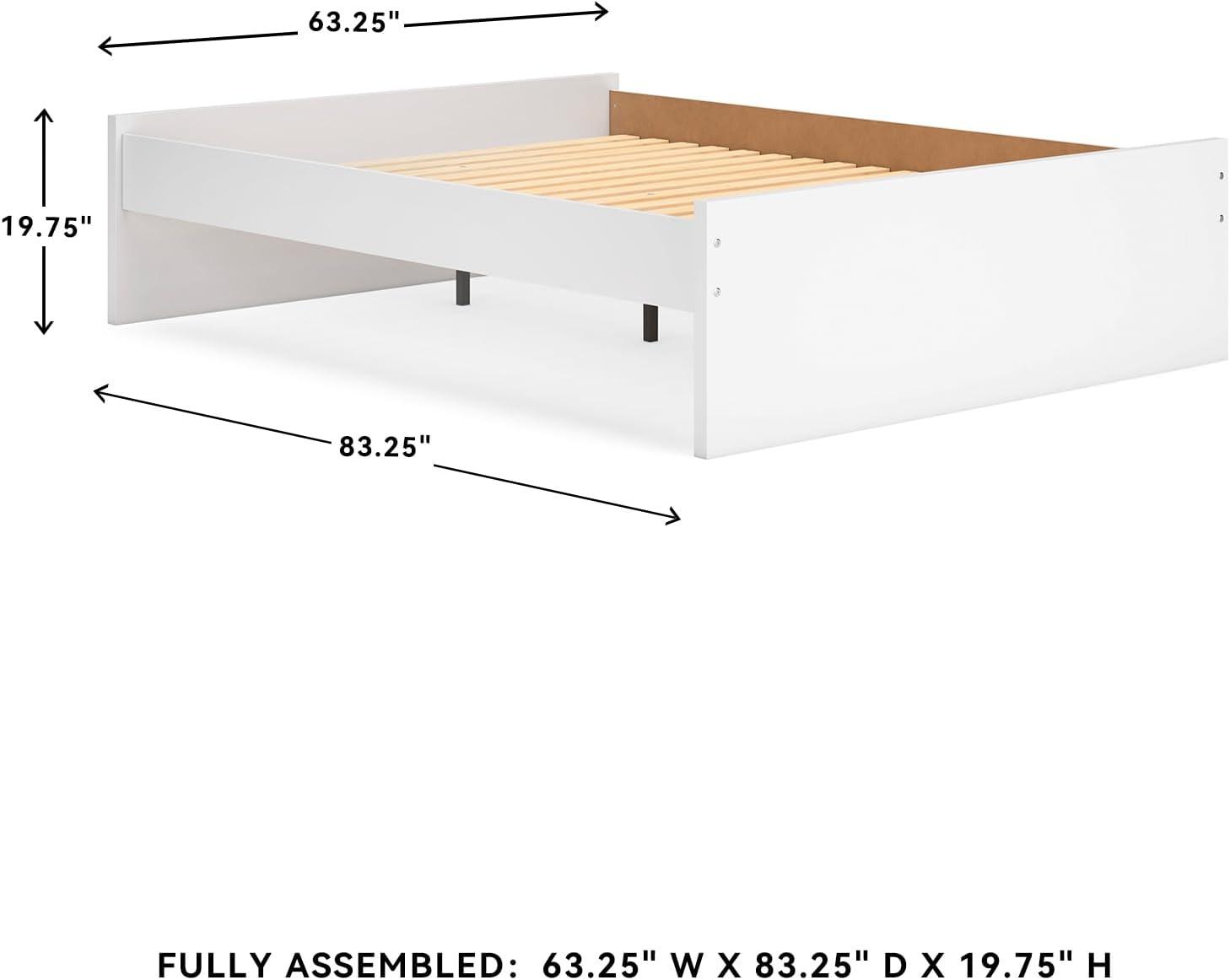 imageSignature Design by Ashley Onita Minimalist Panel Platform Bed Foundation or Box Spring Not Needed Full BeigeWhite