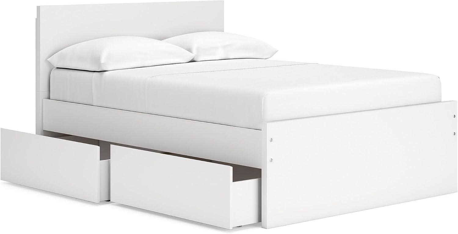 imageSignature Design by Ashley Onita Minimalist Panel Platform Bed Foundation or Box Spring Not Needed Full BeigeWhite