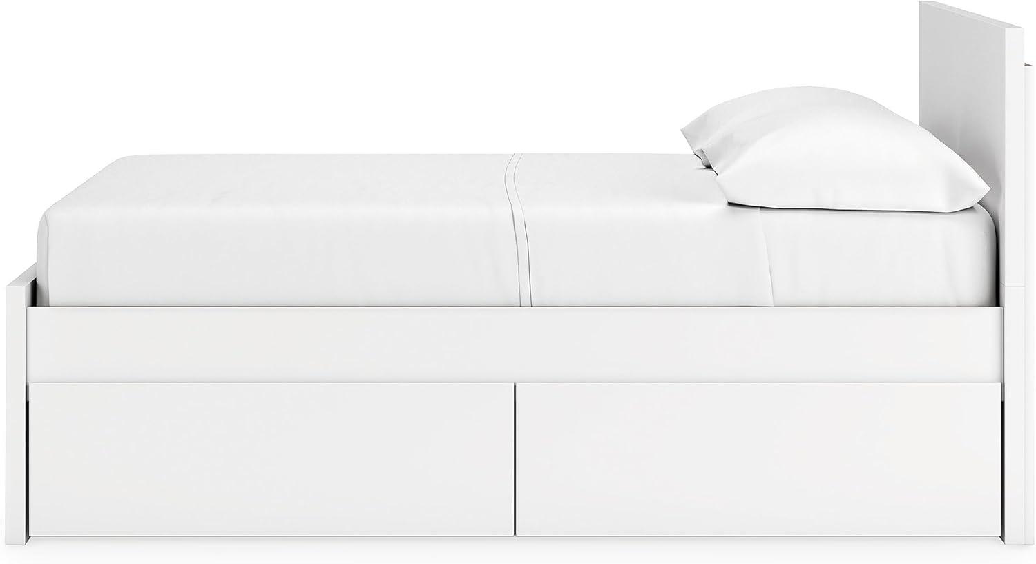 imageSignature Design by Ashley Onita Minimalist Panel Platform Bed Foundation or Box Spring Not Needed Full BeigeWhite