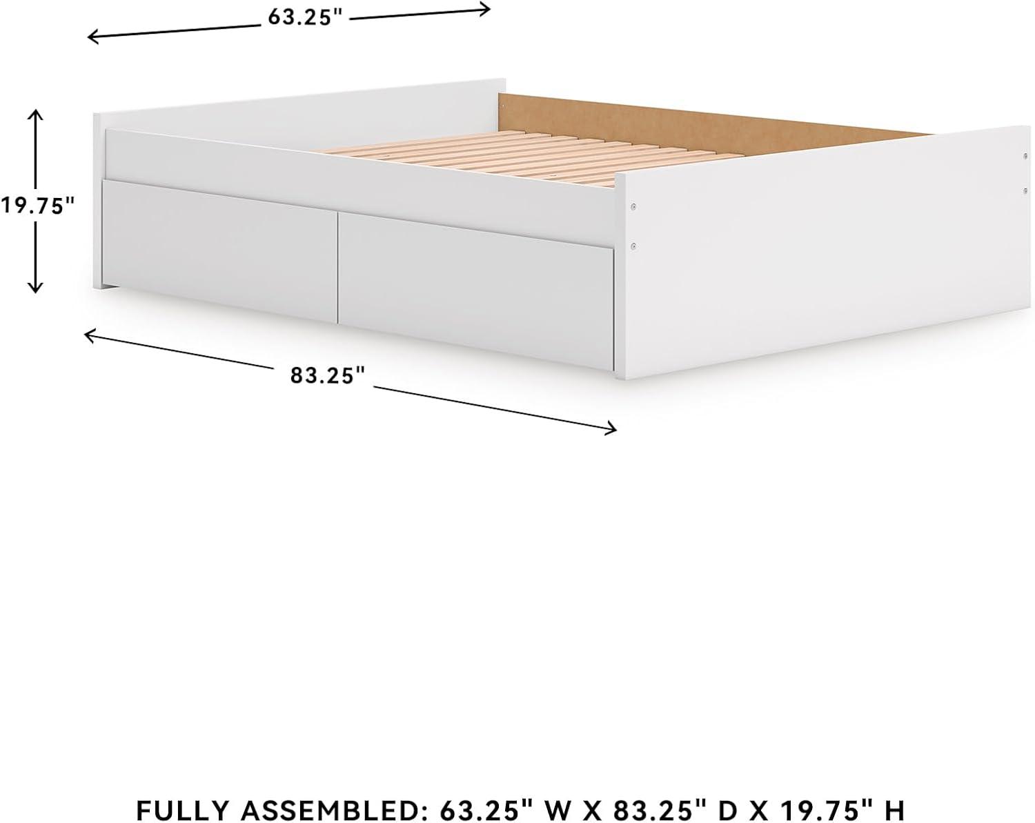 imageSignature Design by Ashley Onita Minimalist Panel Platform Bed Foundation or Box Spring Not Needed Full BeigeWhite