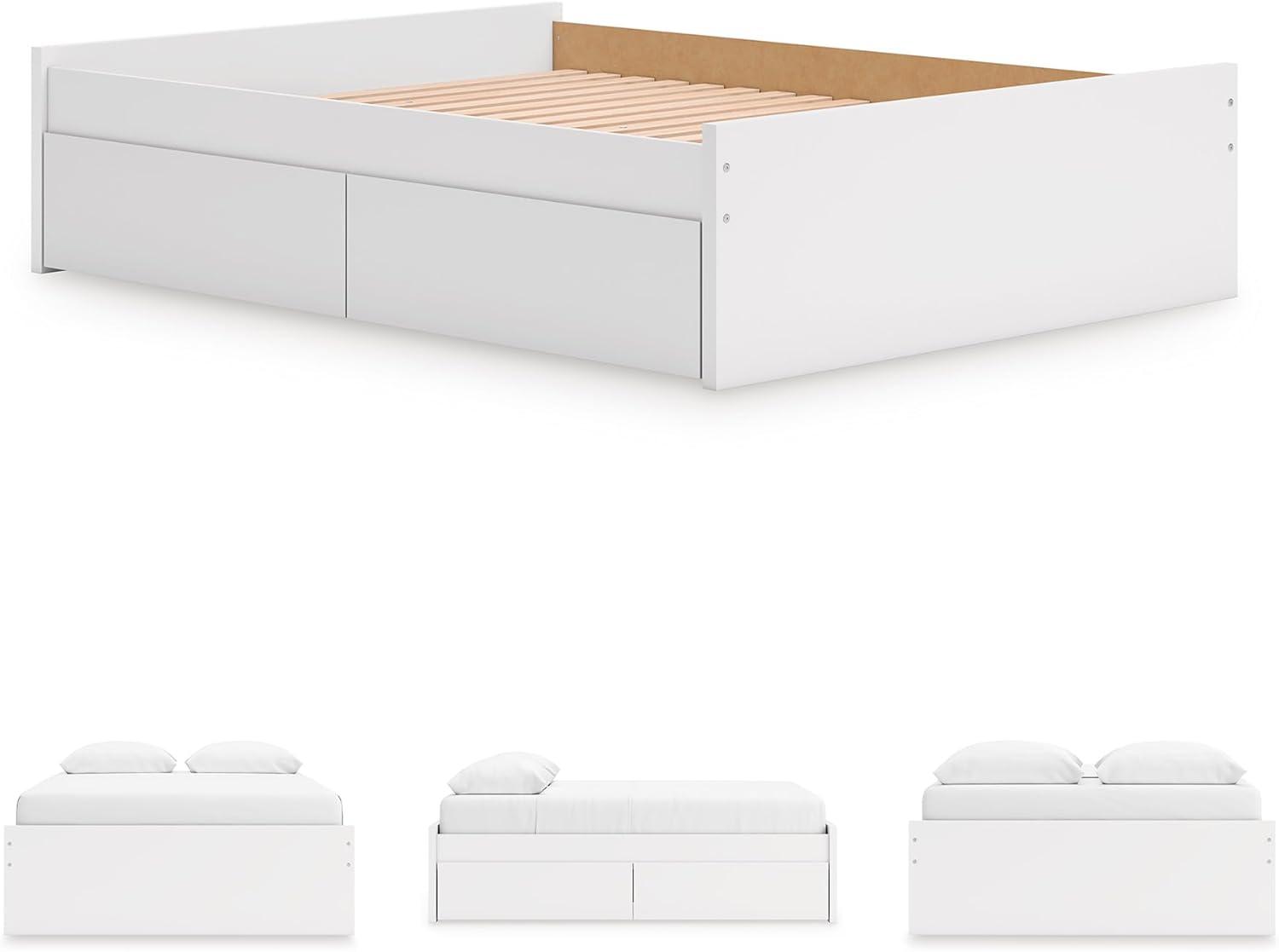 imageSignature Design by Ashley Onita Minimalist Panel Platform Bed Foundation or Box Spring Not Needed Full BeigeWhite