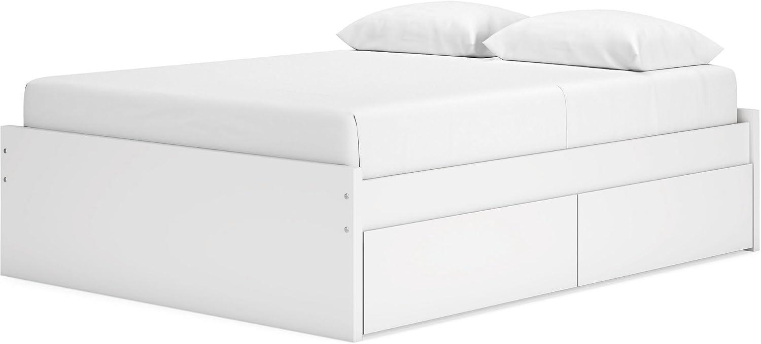 imageSignature Design by Ashley Onita Minimalist Panel Platform Bed Foundation or Box Spring Not Needed Full BeigeWhite