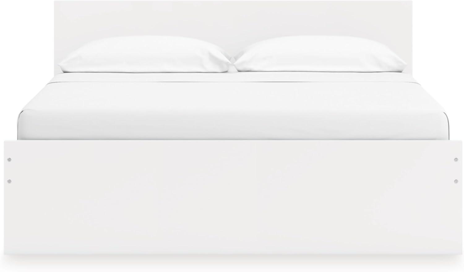 imageSignature Design by Ashley Onita Minimalist Panel Platform Bed Foundation or Box Spring Not Needed Full BeigeWhite