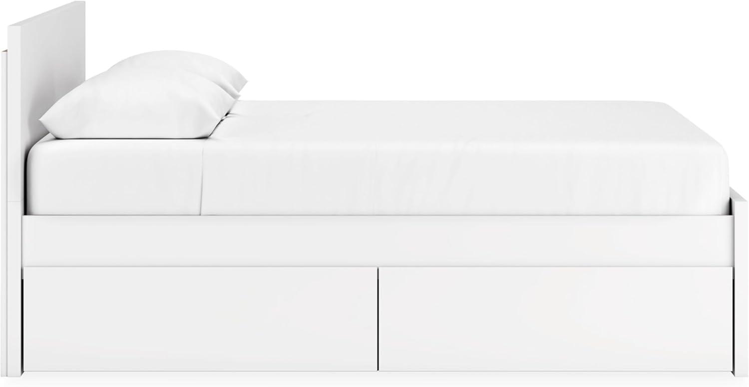 imageSignature Design by Ashley Onita Minimalist Panel Platform Bed Foundation or Box Spring Not Needed Full BeigeWhite