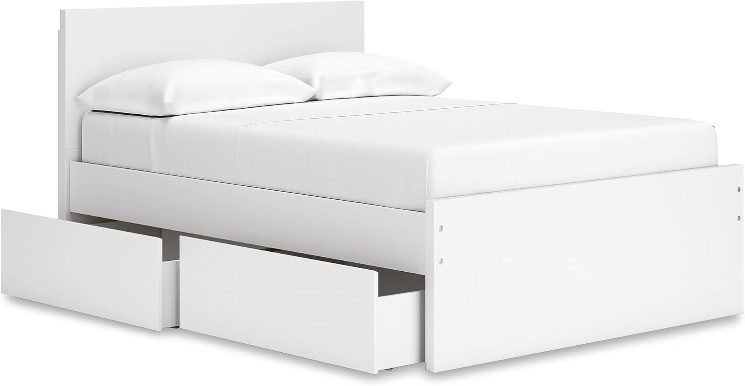 imageSignature Design by Ashley Onita Minimalist Panel Platform Bed Foundation or Box Spring Not Needed Full BeigeWhite