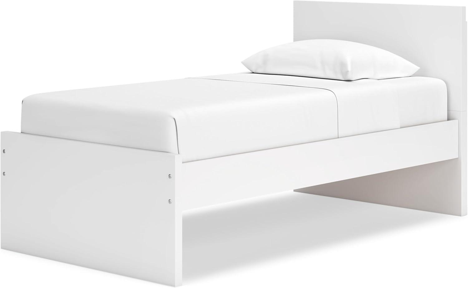 imageSignature Design by Ashley Onita Minimalist Panel Platform Bed Foundation or Box Spring Not Needed Full BeigeWhite
