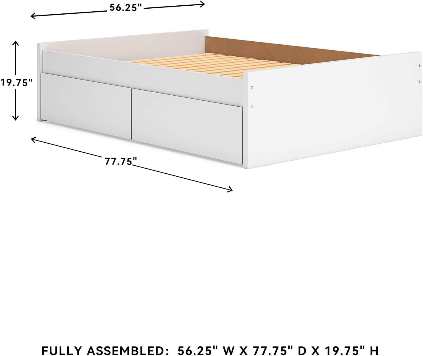 imageSignature Design by Ashley Onita Minimalist Panel Platform Bed Foundation or Box Spring Not Needed Full BeigeWhite
