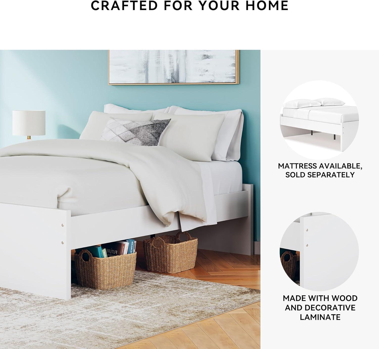 imageSignature Design by Ashley Onita Minimalist Panel Platform Bed Foundation or Box Spring Not Needed Full BeigeWhite