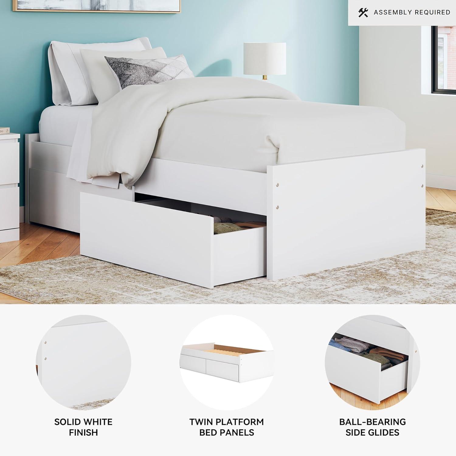 imageSignature Design by Ashley Onita Minimalist Panel Platform Bed Foundation or Box Spring Not Needed Full BeigeWhite