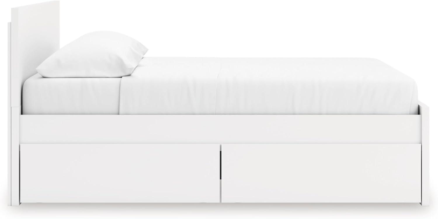 imageSignature Design by Ashley Onita Minimalist Panel Platform Bed Foundation or Box Spring Not Needed Full BeigeWhite