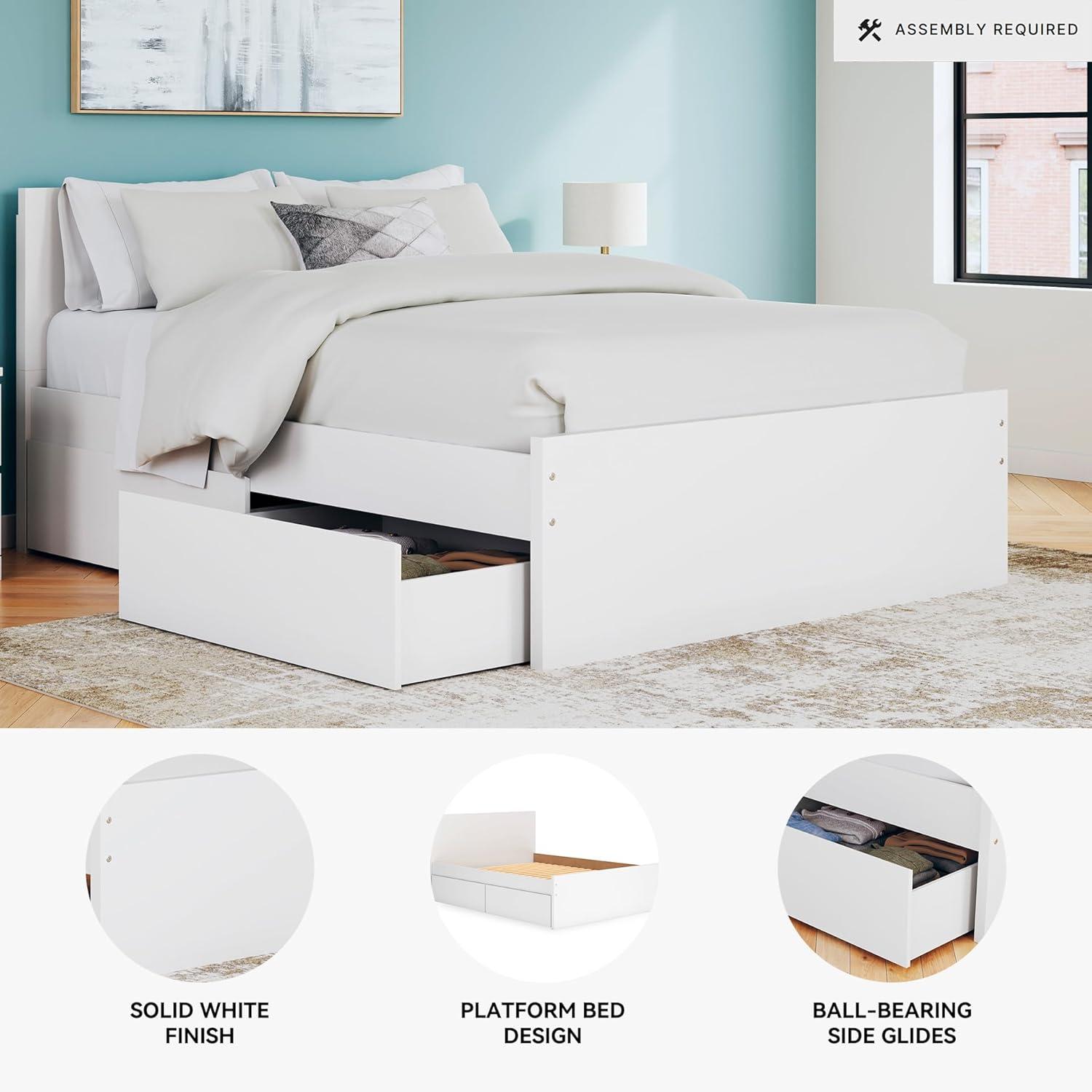 imageSignature Design by Ashley Onita Minimalist Panel Platform Bed Foundation or Box Spring Not Needed Full BeigeWhite