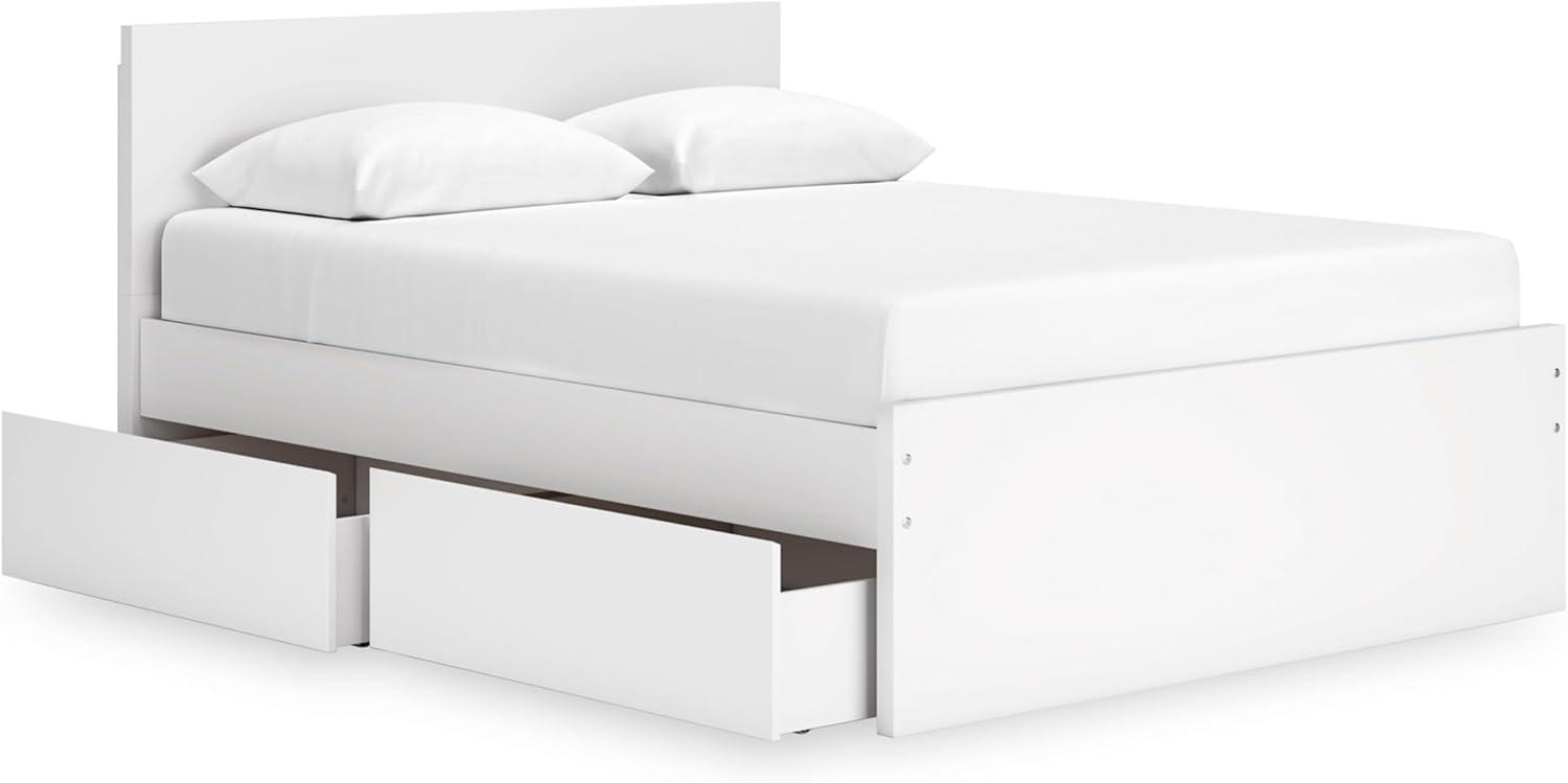 imageSignature Design by Ashley Onita Minimalist Panel Platform Bed Foundation or Box Spring Not Needed Full BeigeWhite