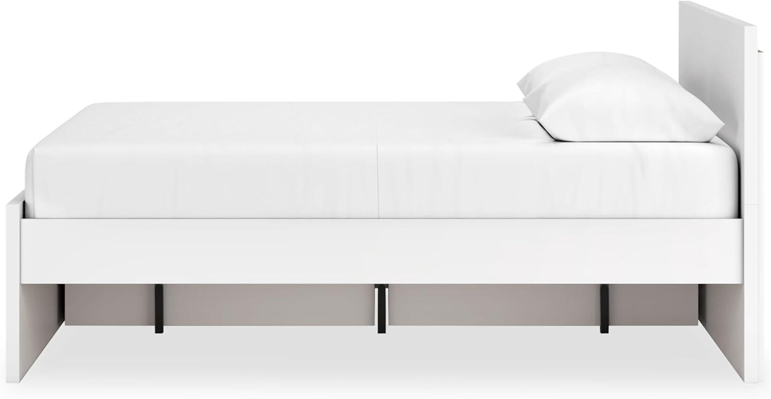 imageSignature Design by Ashley Onita Minimalist Panel Platform Bed Foundation or Box Spring Not Needed Full BeigeWhite