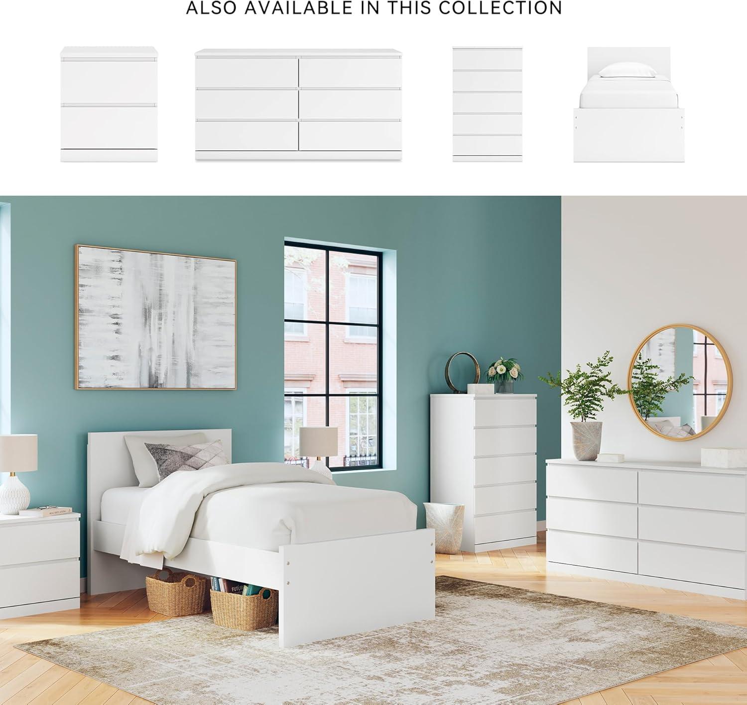 imageSignature Design by Ashley Onita Minimalist Panel Platform Bed Foundation or Box Spring Not Needed Full BeigeWhite