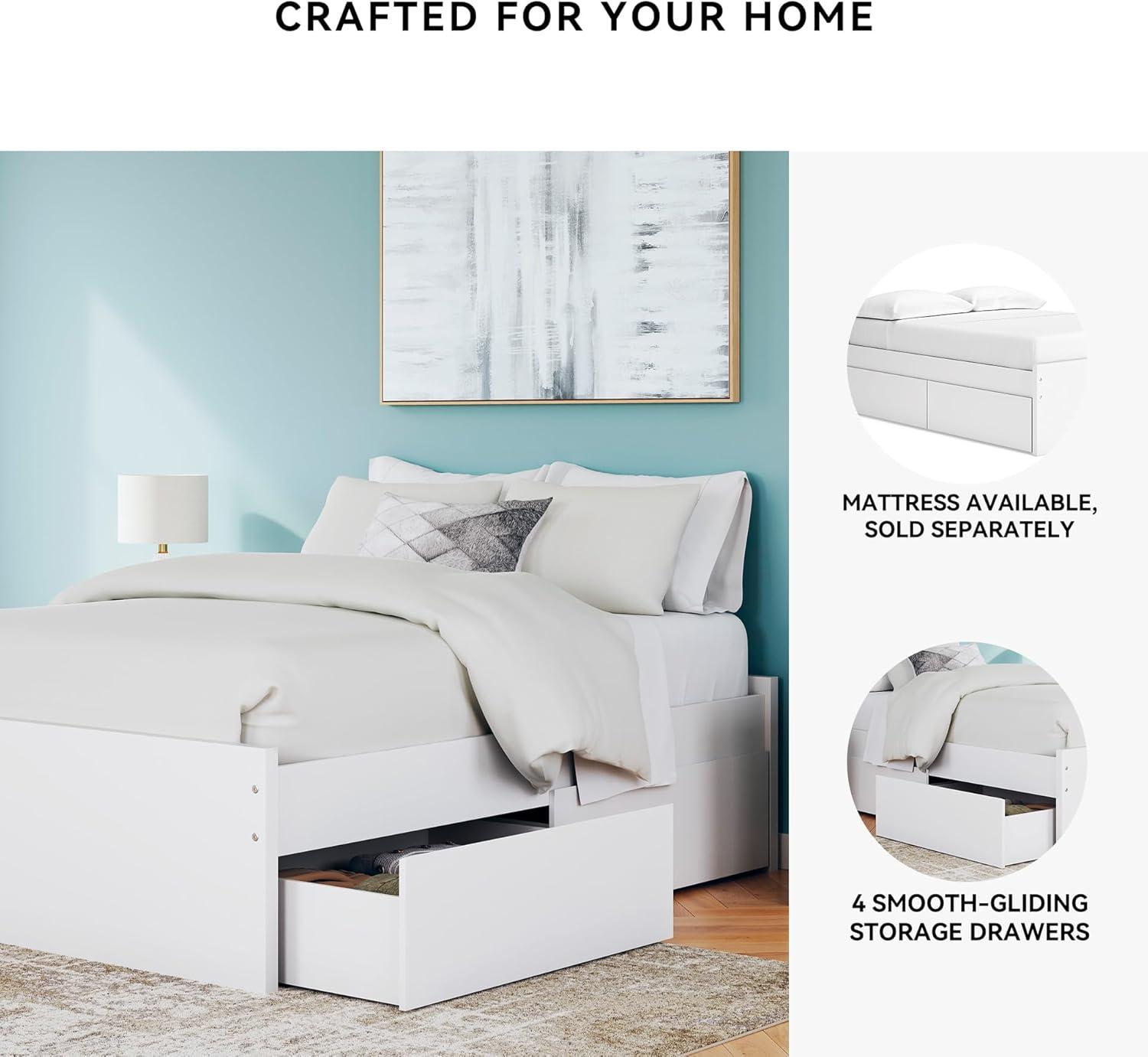 imageSignature Design by Ashley Onita Minimalist Panel Platform Bed Foundation or Box Spring Not Needed Full BeigeWhite
