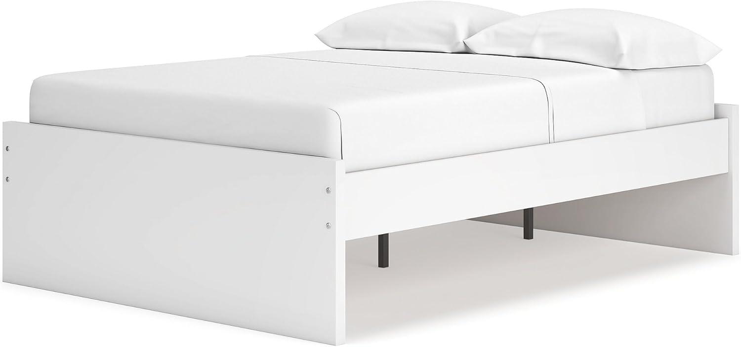 imageSignature Design by Ashley Onita Minimalist Panel Platform Bed Foundation or Box Spring Not Needed Full BeigeWhite
