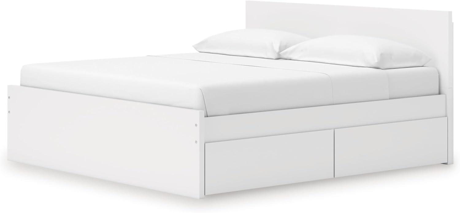 imageSignature Design by Ashley Onita Minimalist Panel Platform Bed Foundation or Box Spring Not Needed Full BeigeWhite