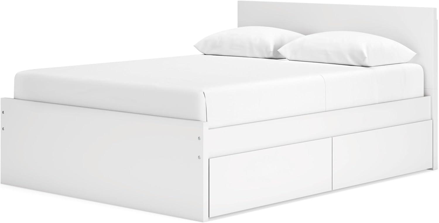imageSignature Design by Ashley Onita Minimalist Panel Platform Bed Foundation or Box Spring Not Needed Full BeigeWhite