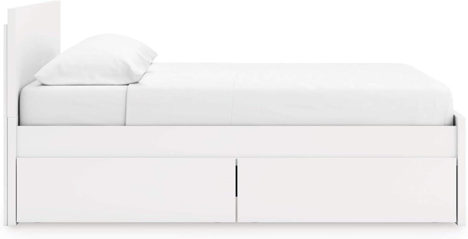 imageSignature Design by Ashley Onita Minimalist Panel Platform Bed Foundation or Box Spring Not Needed Full BeigeWhite