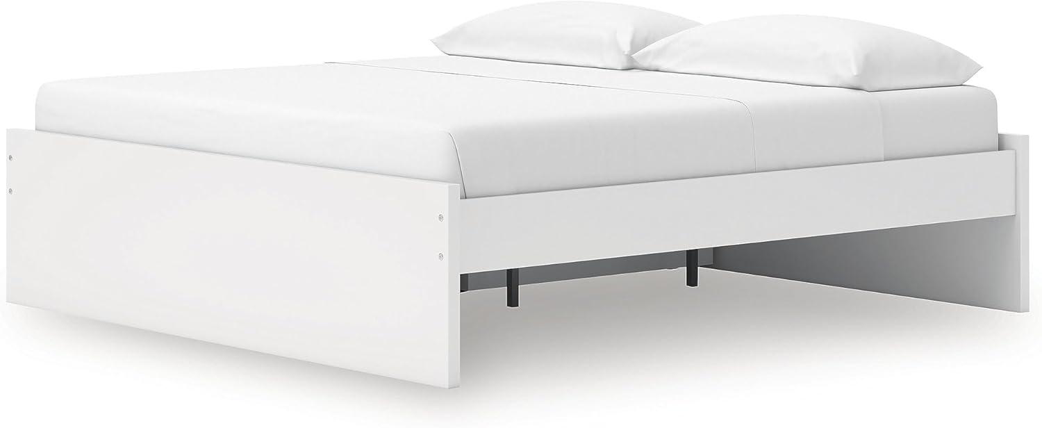 imageSignature Design by Ashley Onita Minimalist Panel Platform Bed Foundation or Box Spring Not Needed Full BeigeWhite