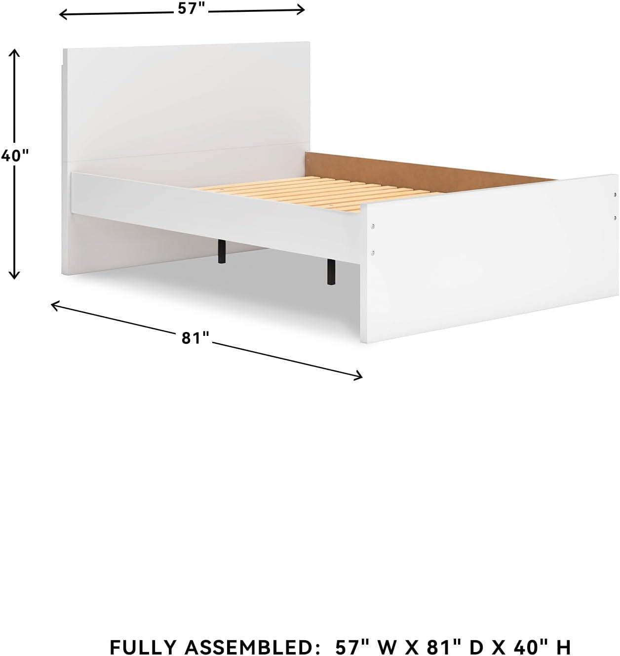 imageSignature Design by Ashley Onita Minimalist Panel Platform Bed Foundation or Box Spring Not Needed Full BeigeWhite
