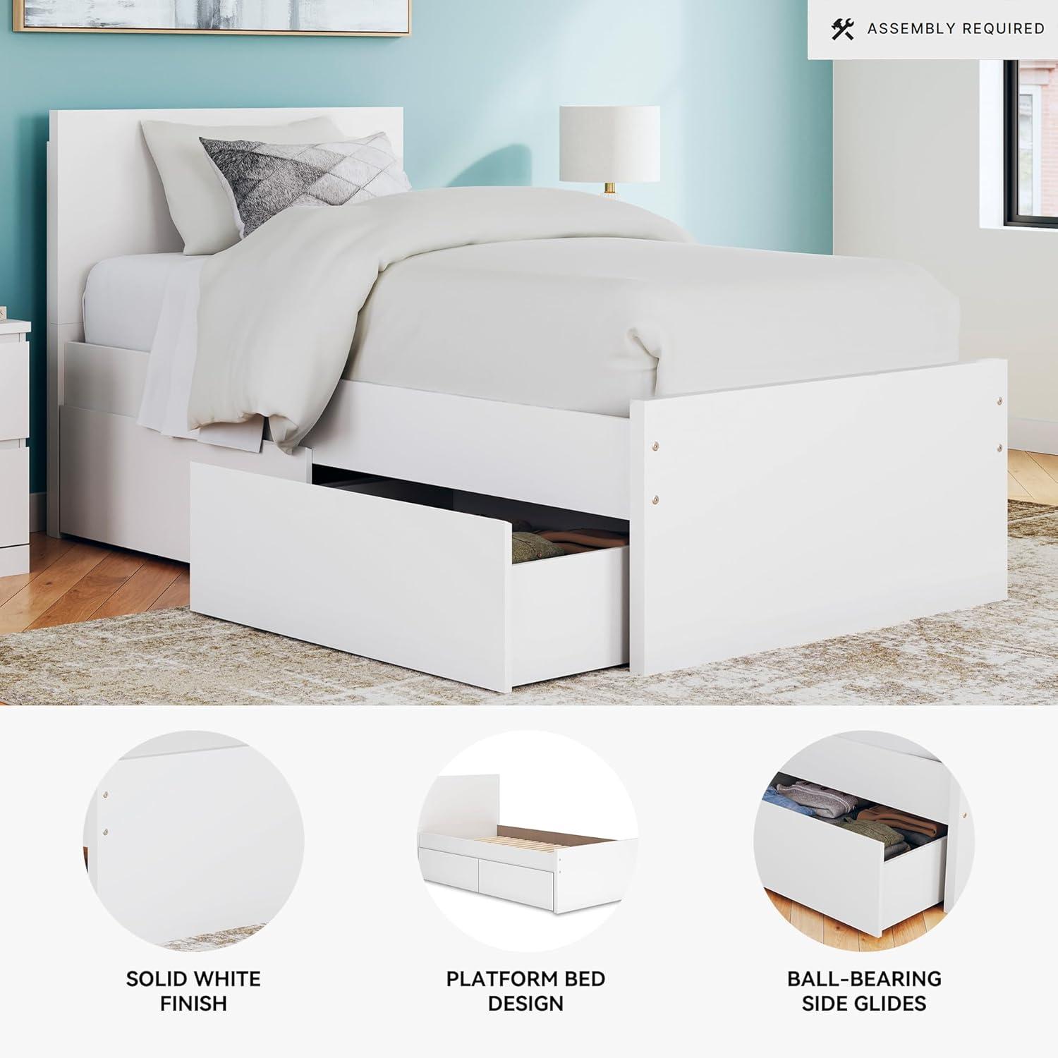 imageSignature Design by Ashley Onita Minimalist Panel Platform Bed Foundation or Box Spring Not Needed Full BeigeWhite