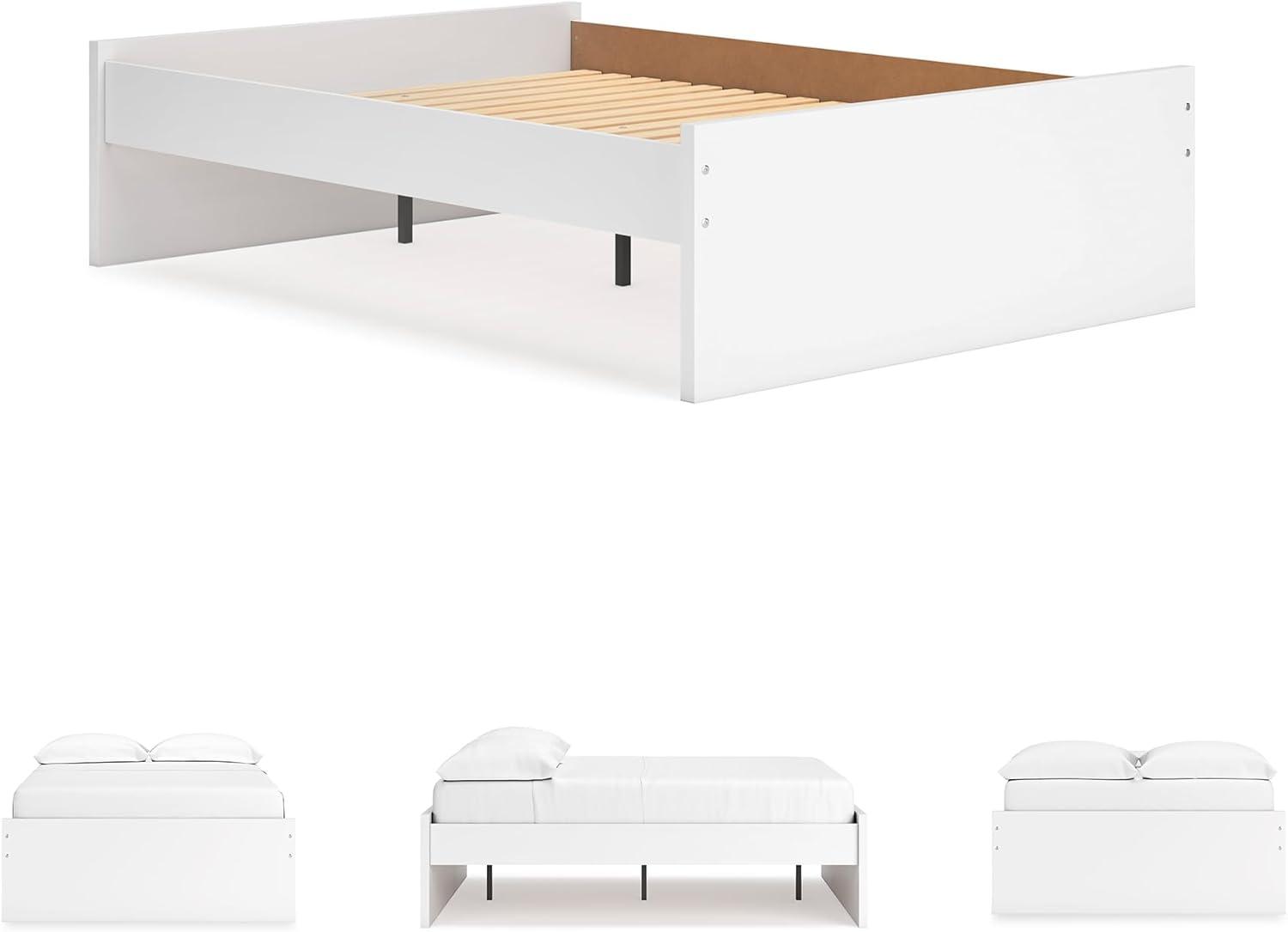 imageSignature Design by Ashley Onita Minimalist Panel Platform Bed Foundation or Box Spring Not Needed Full BeigeWhite