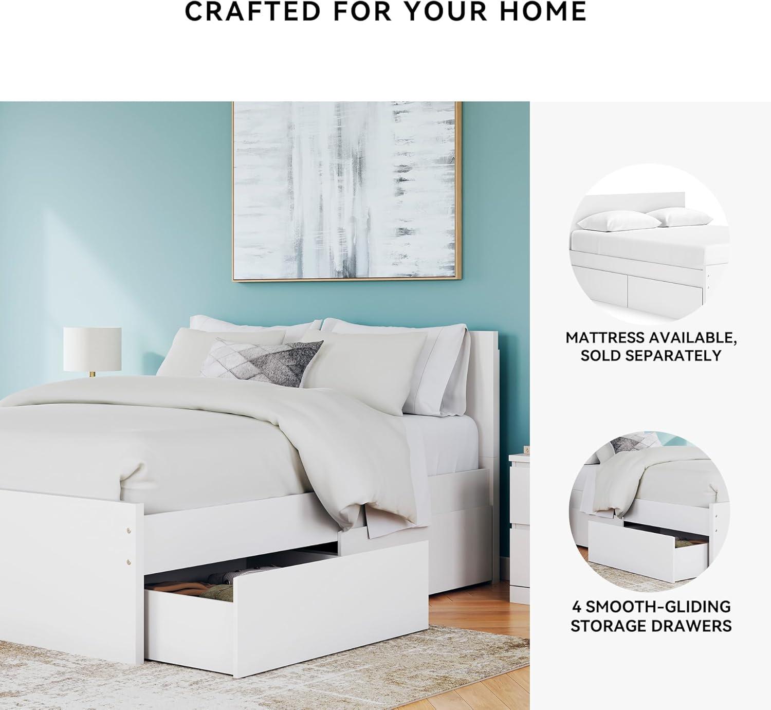 imageSignature Design by Ashley Onita Minimalist Panel Platform Bed Foundation or Box Spring Not Needed Full BeigeWhite