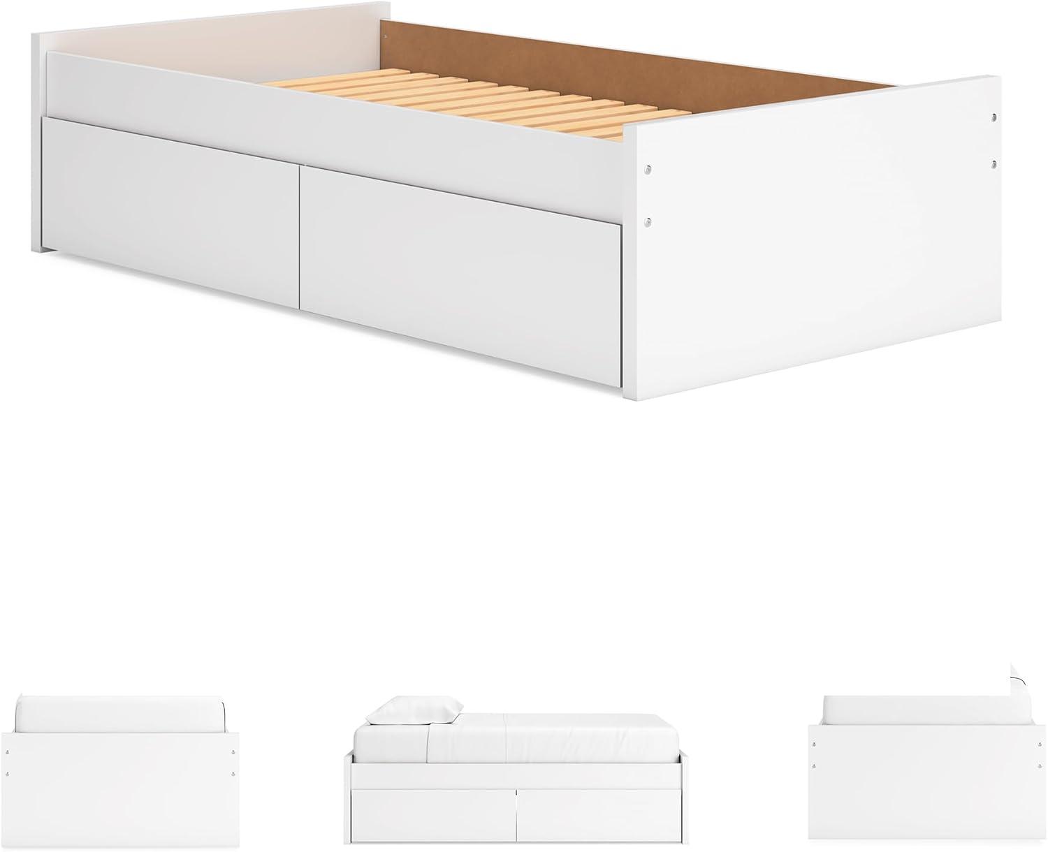 imageSignature Design by Ashley Onita Minimalist Panel Platform Bed Foundation or Box Spring Not Needed Full BeigeWhite