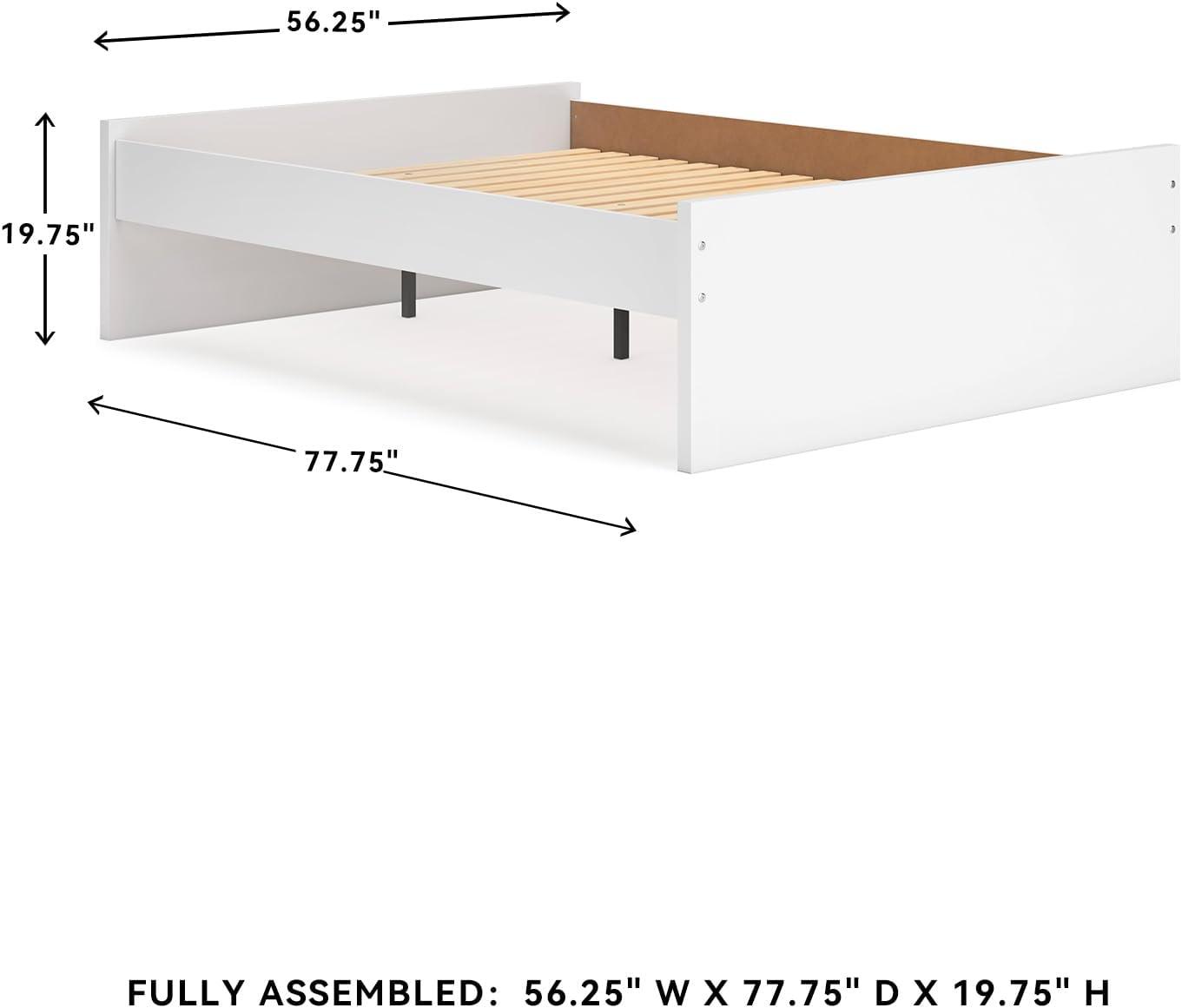 imageSignature Design by Ashley Onita Minimalist Panel Platform Bed Foundation or Box Spring Not Needed Full BeigeWhite
