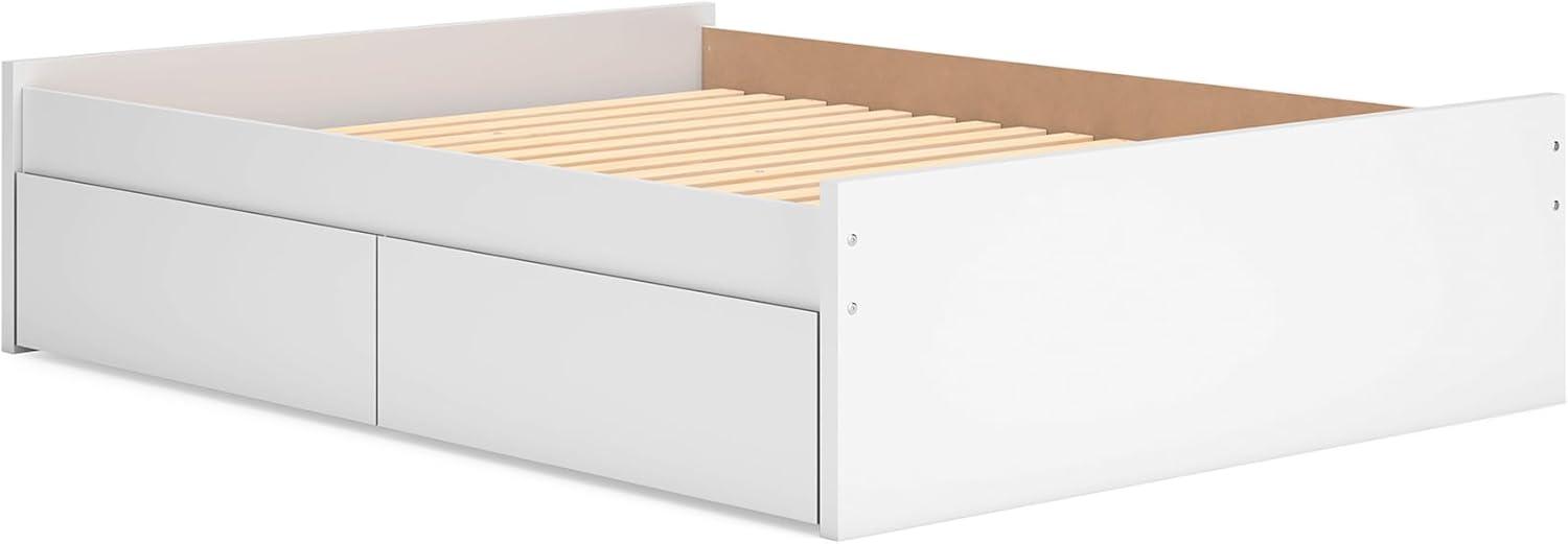 imageSignature Design by Ashley Onita Minimalist Panel Platform Bed Foundation or Box Spring Not Needed Full BeigeWhite