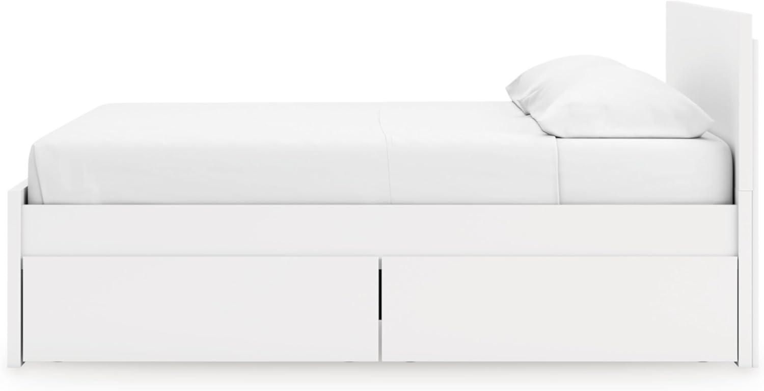 imageSignature Design by Ashley Onita Minimalist Panel Platform Bed Foundation or Box Spring Not Needed Full BeigeWhite