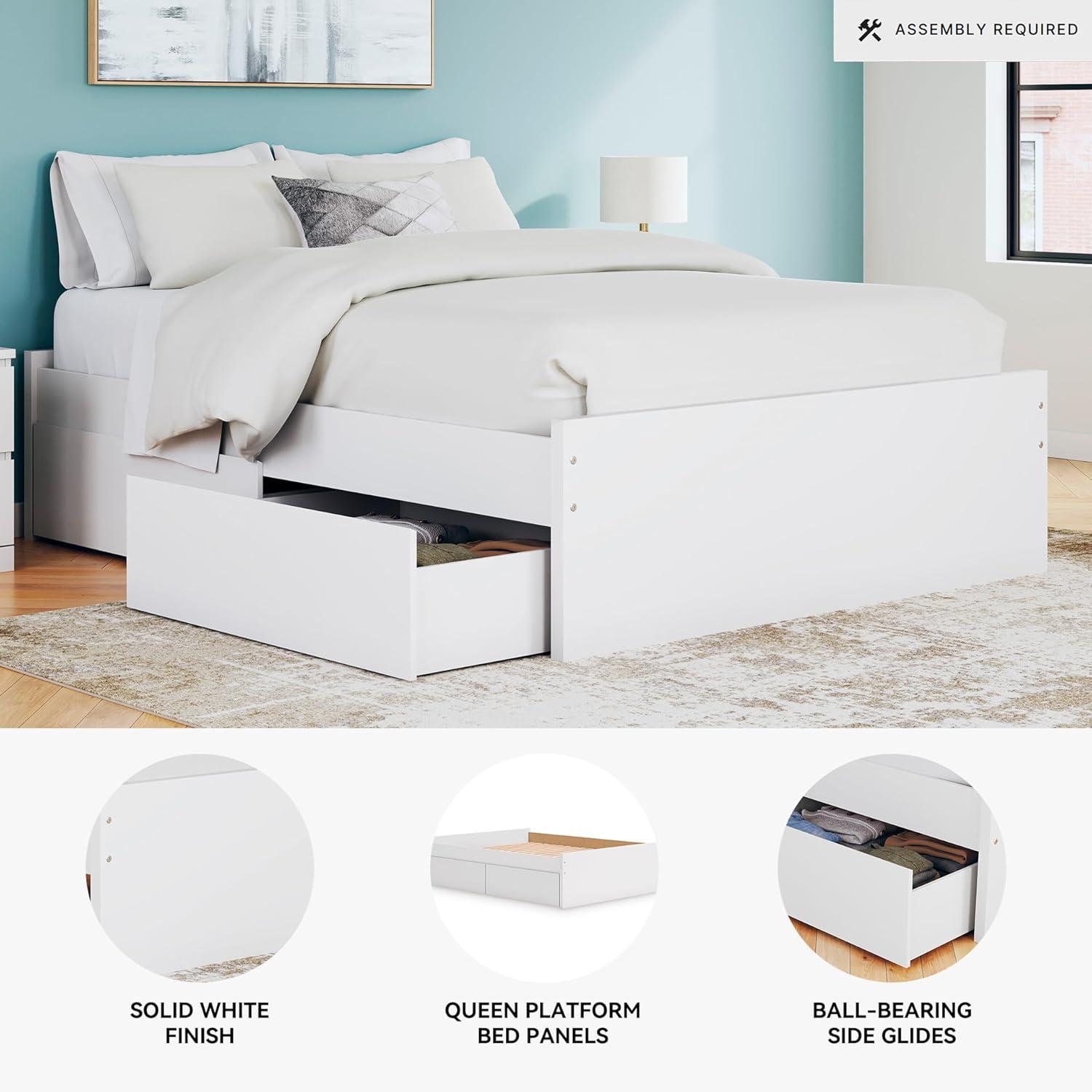 imageSignature Design by Ashley Onita Minimalist Panel Platform Bed Foundation or Box Spring Not Needed Full BeigeWhite
