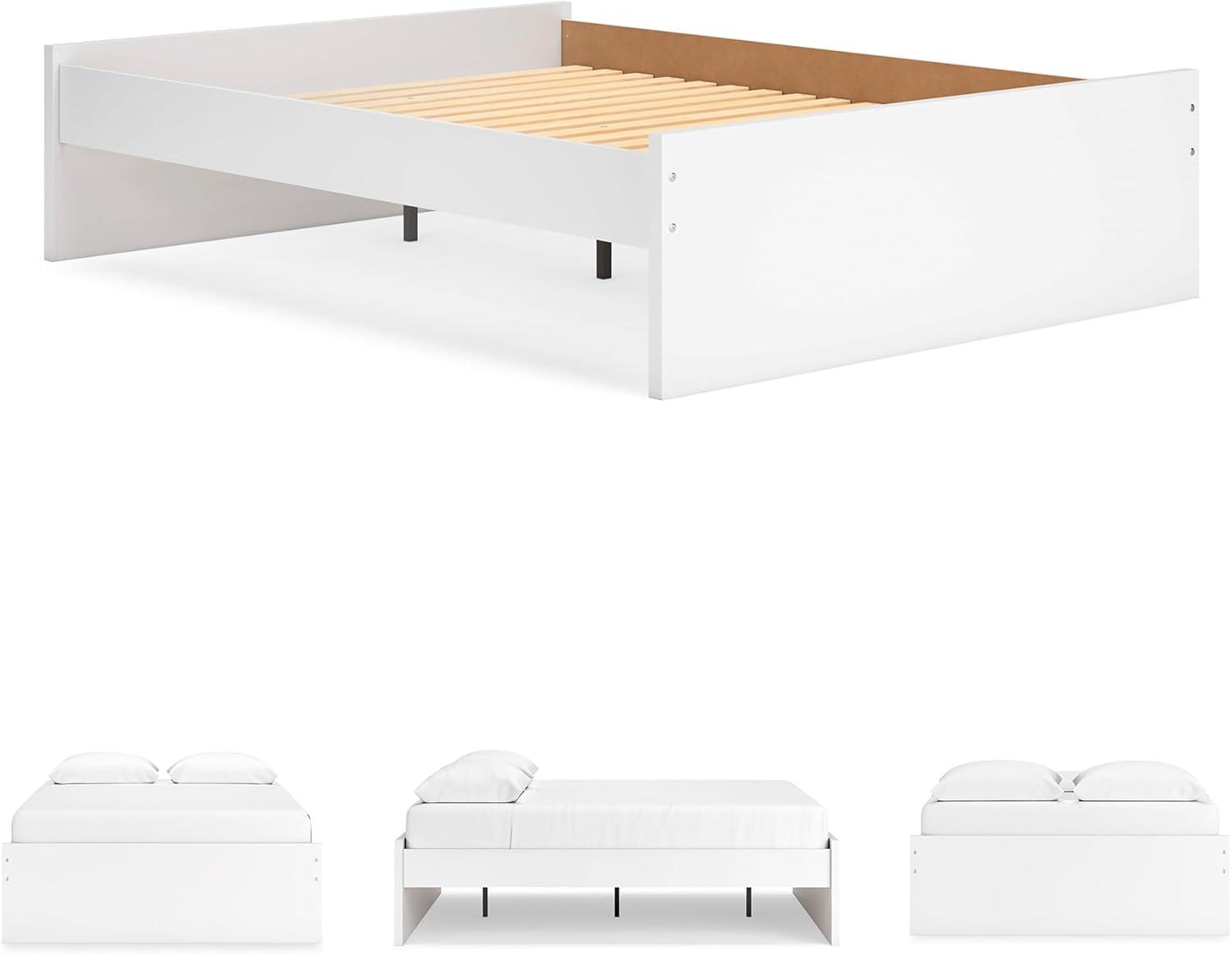 imageSignature Design by Ashley Onita Minimalist Panel Platform Bed Foundation or Box Spring Not Needed Full BeigeWhite