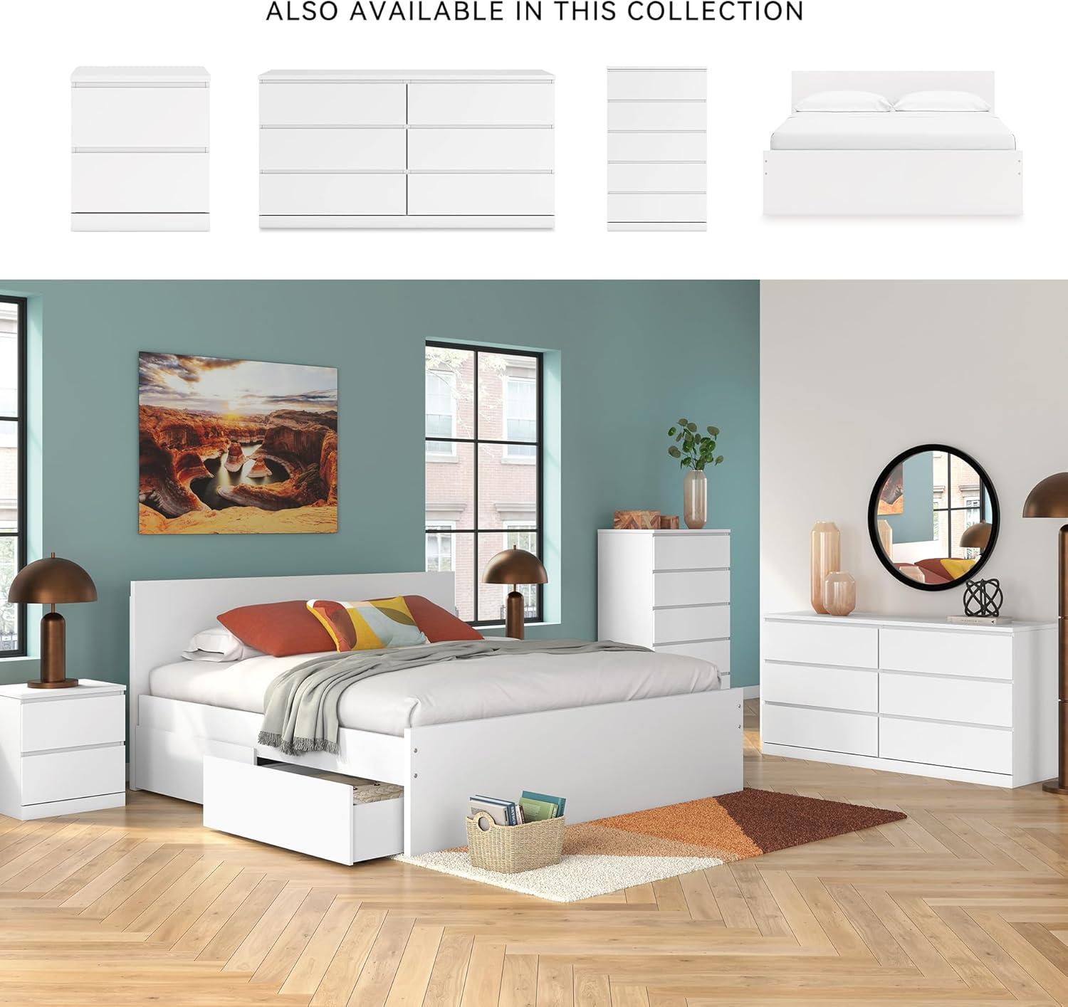 imageSignature Design by Ashley Onita Minimalist Panel Platform Bed Foundation or Box Spring Not Needed Full BeigeWhite