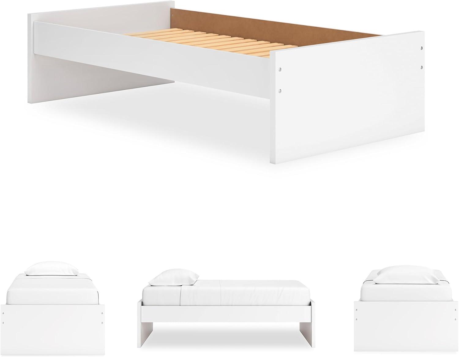 imageSignature Design by Ashley Onita Minimalist Panel Platform Bed Foundation or Box Spring Not Needed Full BeigeWhite