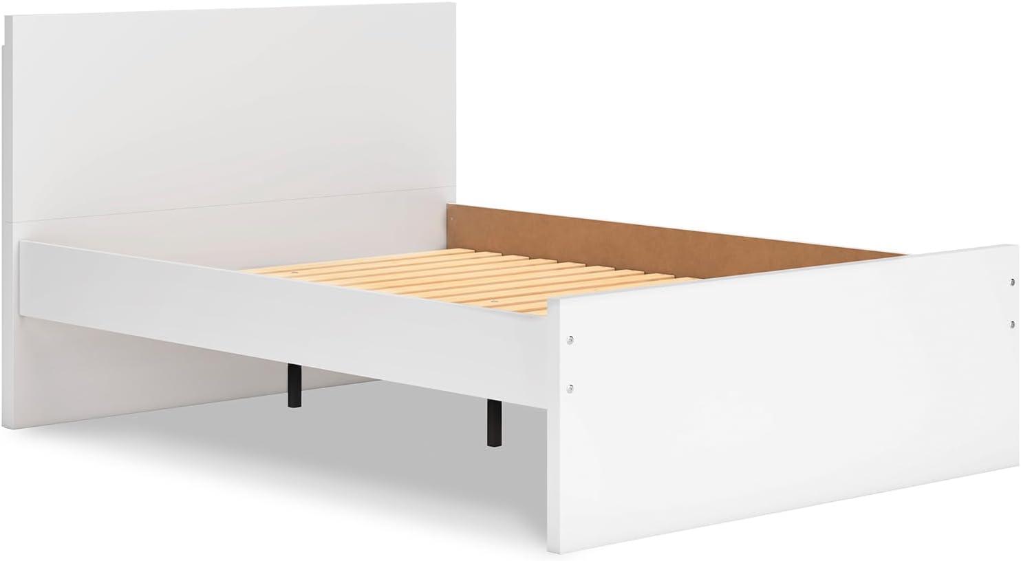 imageSignature Design by Ashley Onita Minimalist Panel Platform Bed Foundation or Box Spring Not Needed Full BeigeWhite