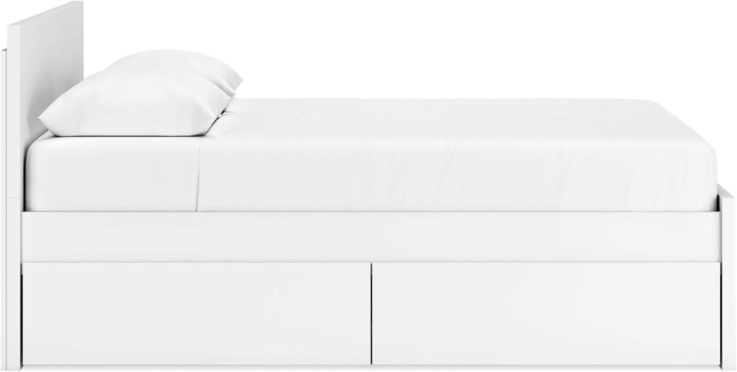 imageSignature Design by Ashley Onita Minimalist Panel Platform Bed Foundation or Box Spring Not Needed Full BeigeWhite