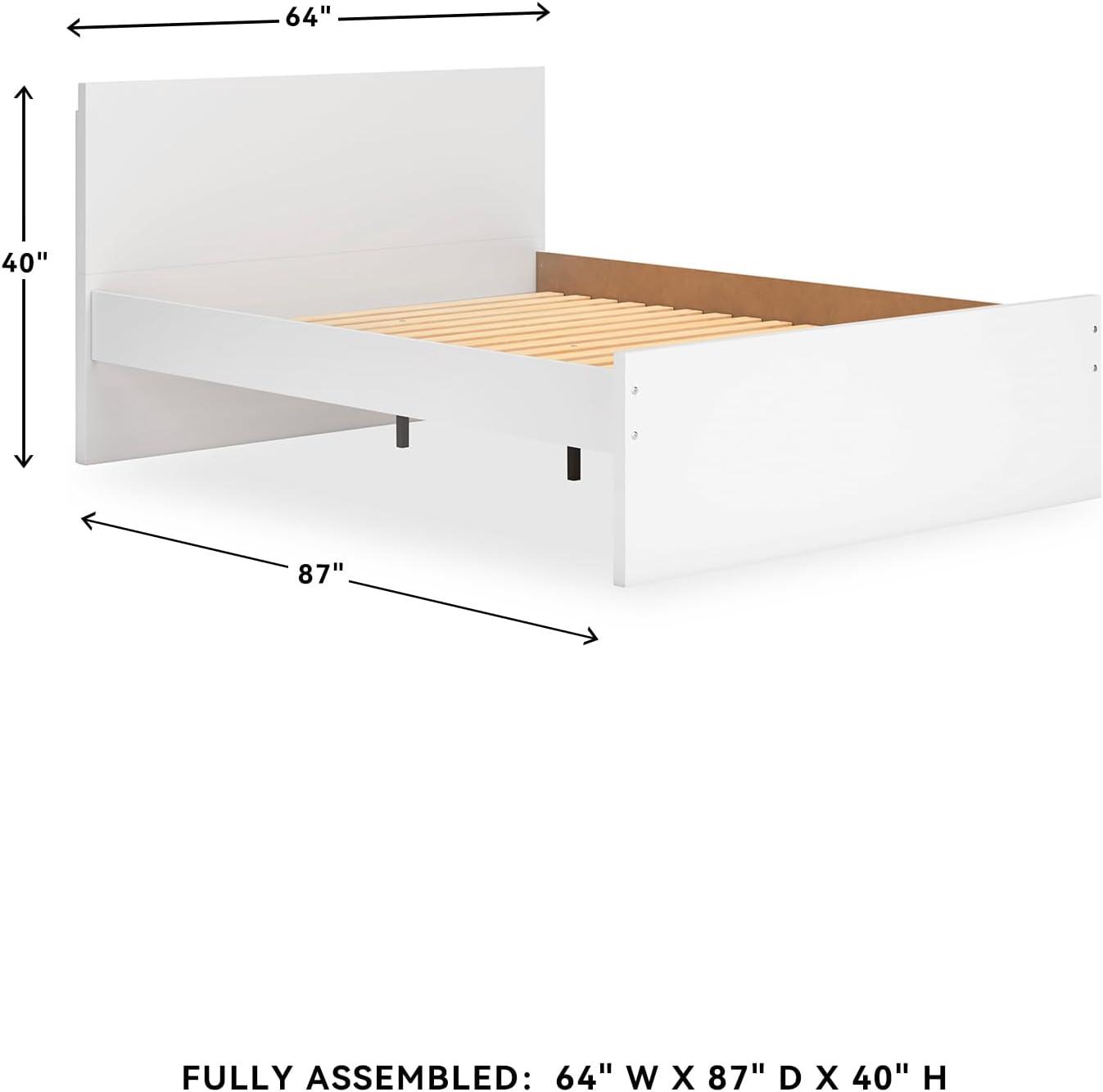imageSignature Design by Ashley Onita Minimalist Panel Platform Bed Foundation or Box Spring Not Needed Full BeigeWhite