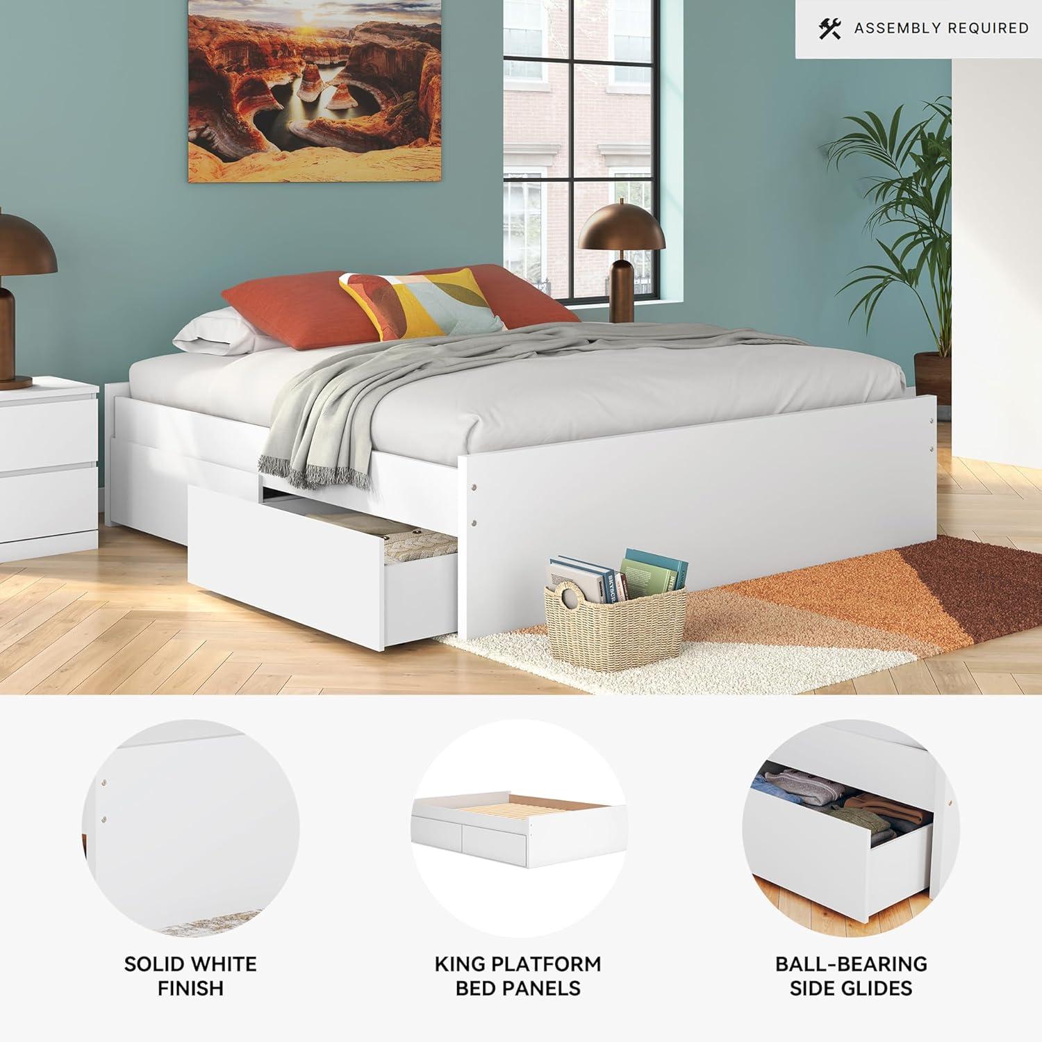 imageSignature Design by Ashley Onita Minimalist Panel Platform Bed Foundation or Box Spring Not Needed Full BeigeWhite