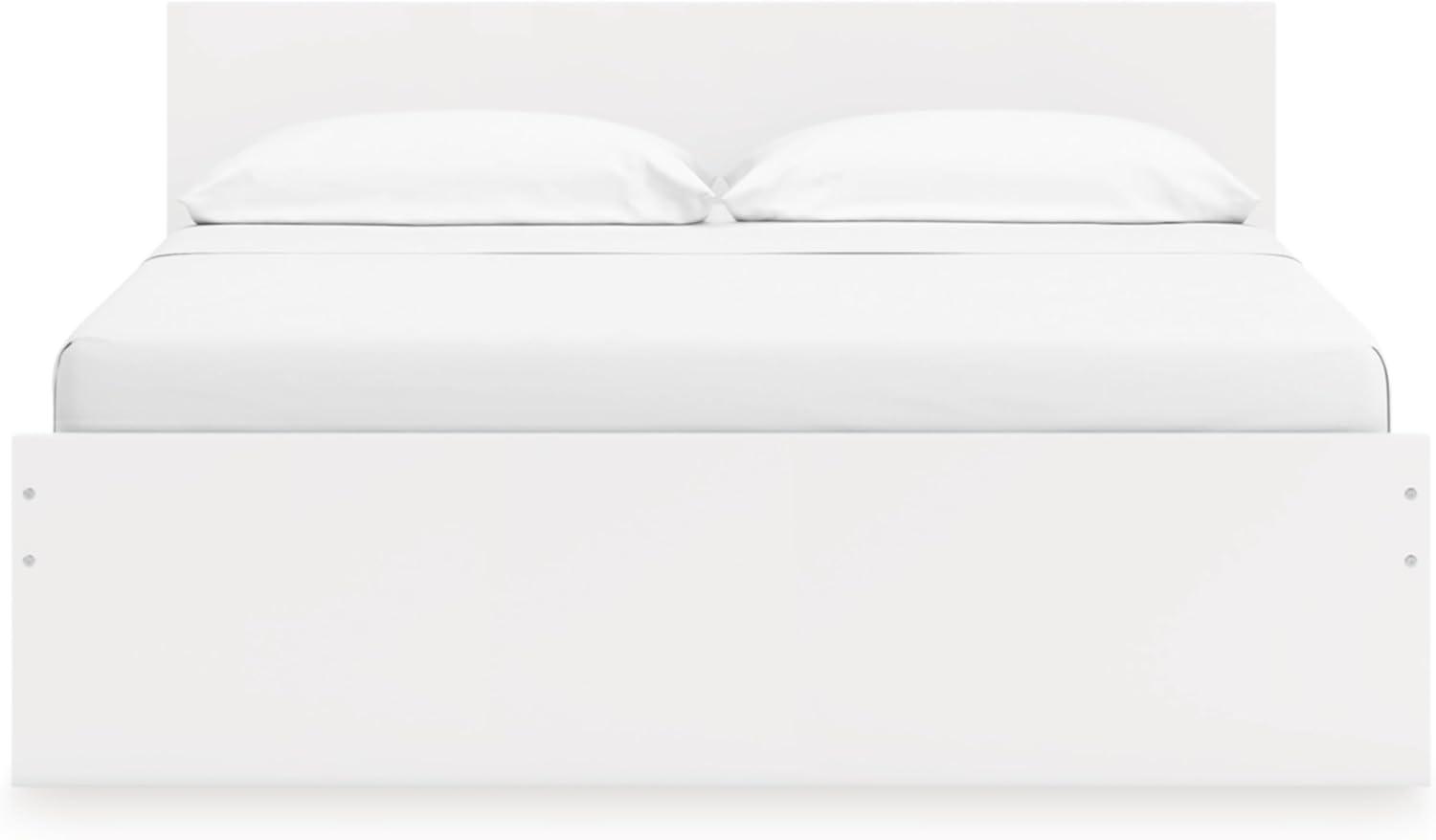 imageSignature Design by Ashley Onita Minimalist Panel Platform Bed Foundation or Box Spring Not Needed Full BeigeWhite