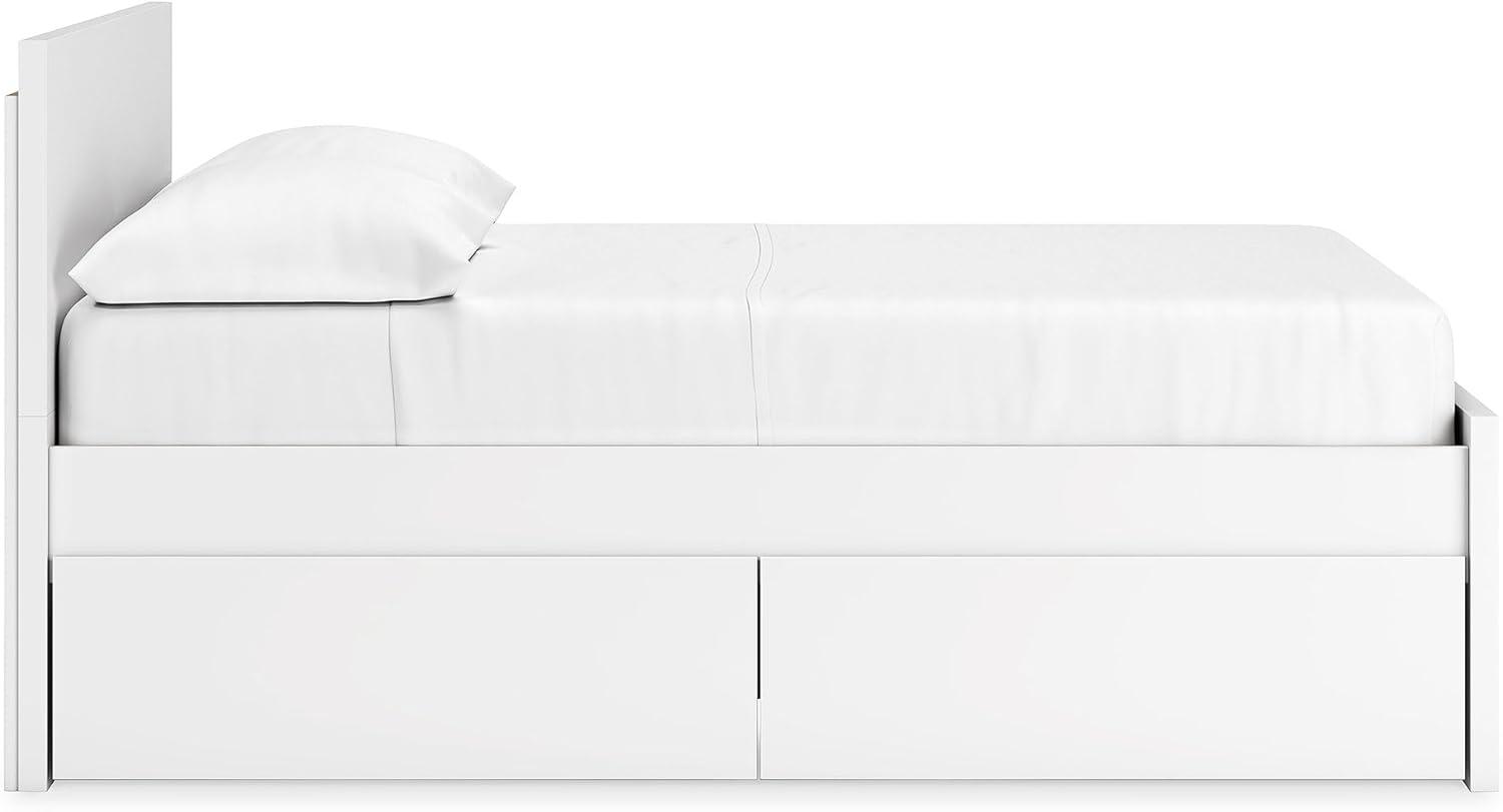imageSignature Design by Ashley Onita Minimalist Panel Platform Bed Foundation or Box Spring Not Needed Full BeigeWhite