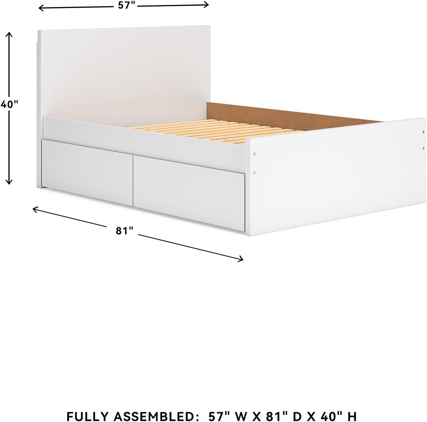 imageSignature Design by Ashley Onita Minimalist Panel Platform Bed Foundation or Box Spring Not Needed Full BeigeWhite