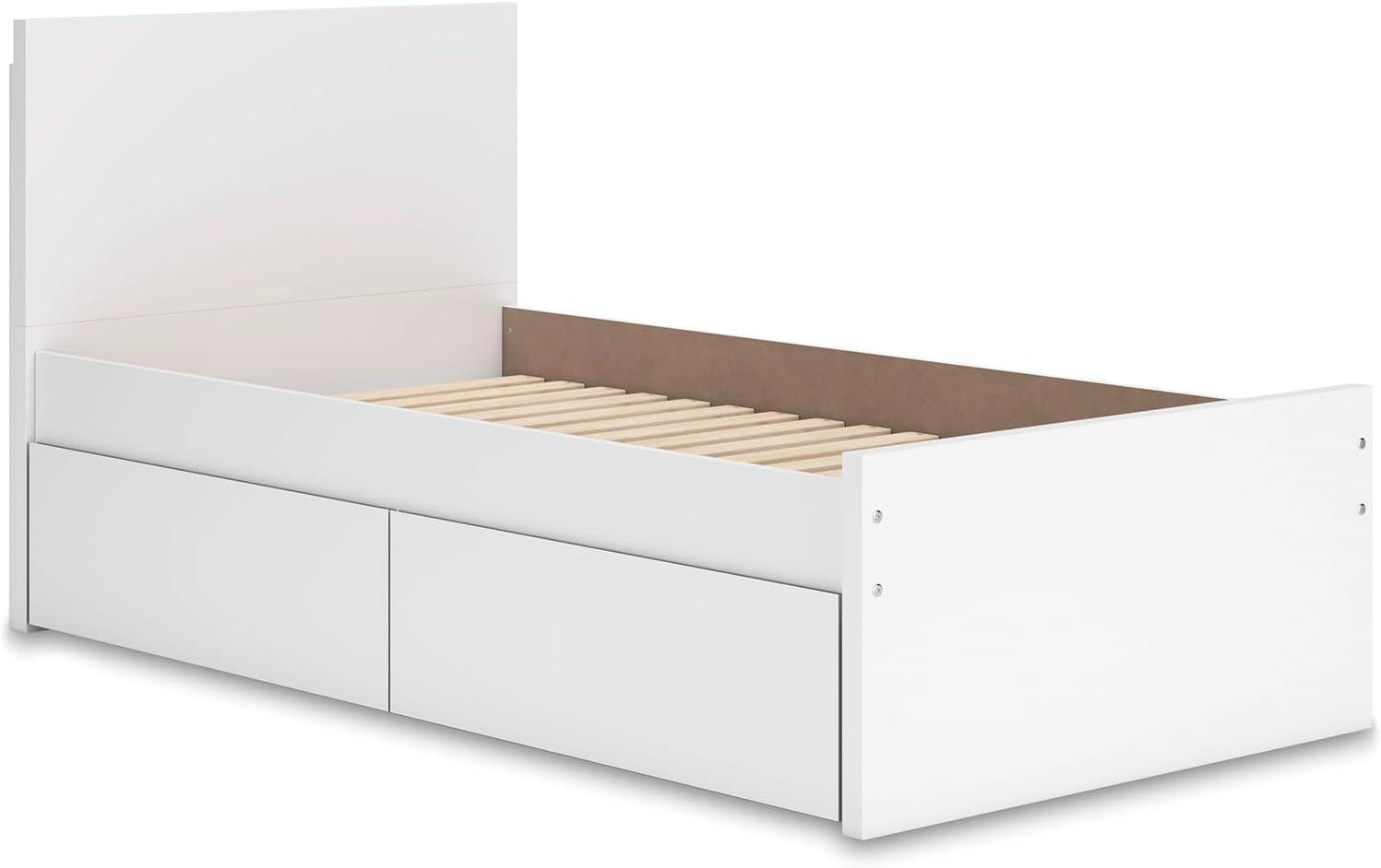 imageSignature Design by Ashley Onita Minimalist Panel Platform Bed Foundation or Box Spring Not Needed Full BeigeWhite