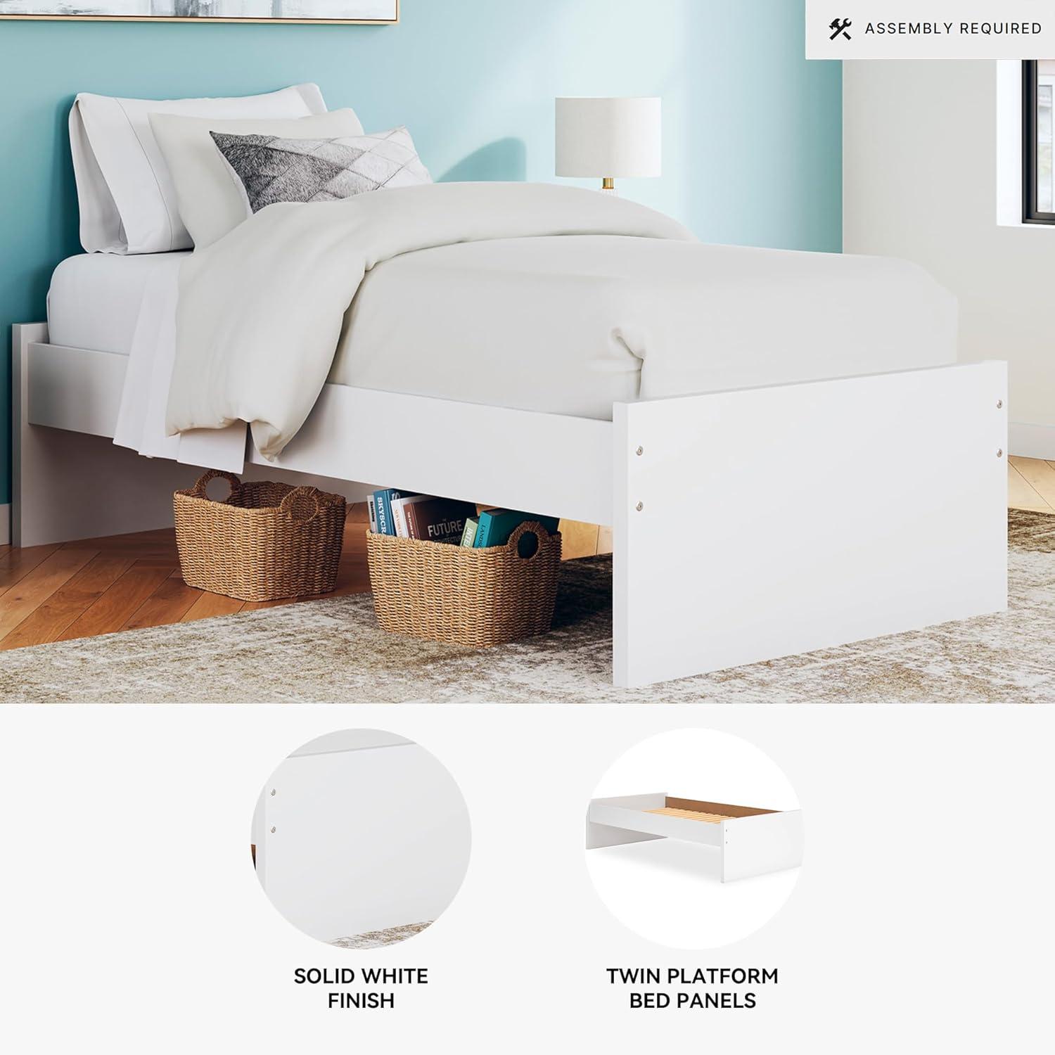 imageSignature Design by Ashley Onita Minimalist Panel Platform Bed Foundation or Box Spring Not Needed Full BeigeWhite