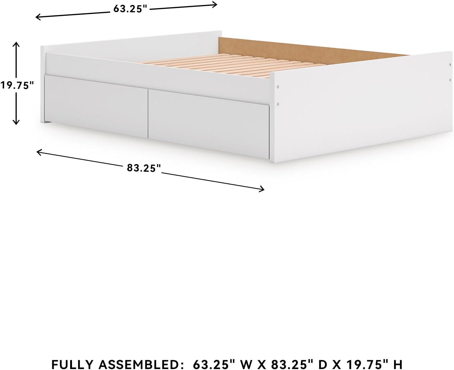 imageSignature Design by Ashley Onita Minimalist Panel Platform Bed Foundation or Box Spring Not Needed Full BeigeWhite