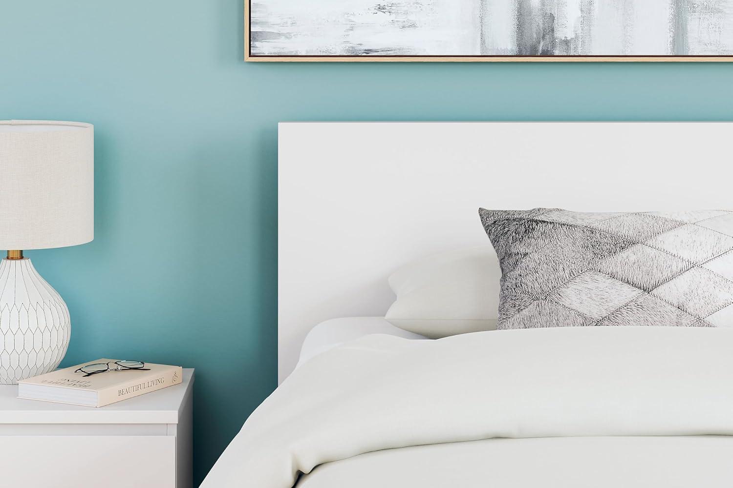 imageSignature Design by Ashley Onita Minimalist Panel Platform Bed Foundation or Box Spring Not Needed Full BeigeWhite