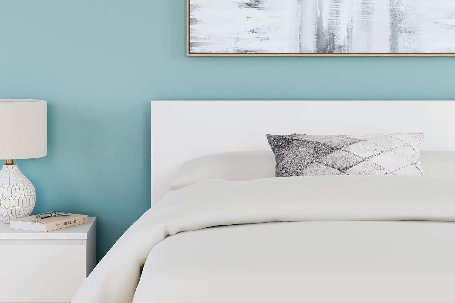 imageSignature Design by Ashley Onita Minimalist Panel Platform Bed Foundation or Box Spring Not Needed Full BeigeWhite