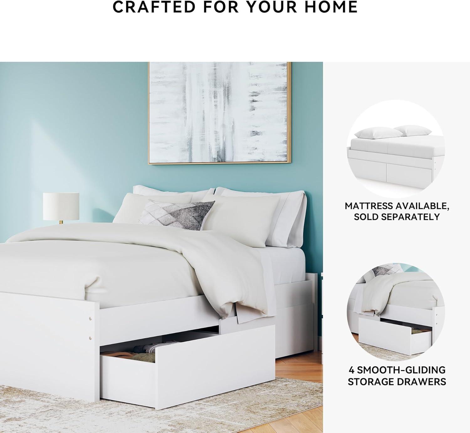 imageSignature Design by Ashley Onita Minimalist Panel Platform Bed Foundation or Box Spring Not Needed Full BeigeWhite