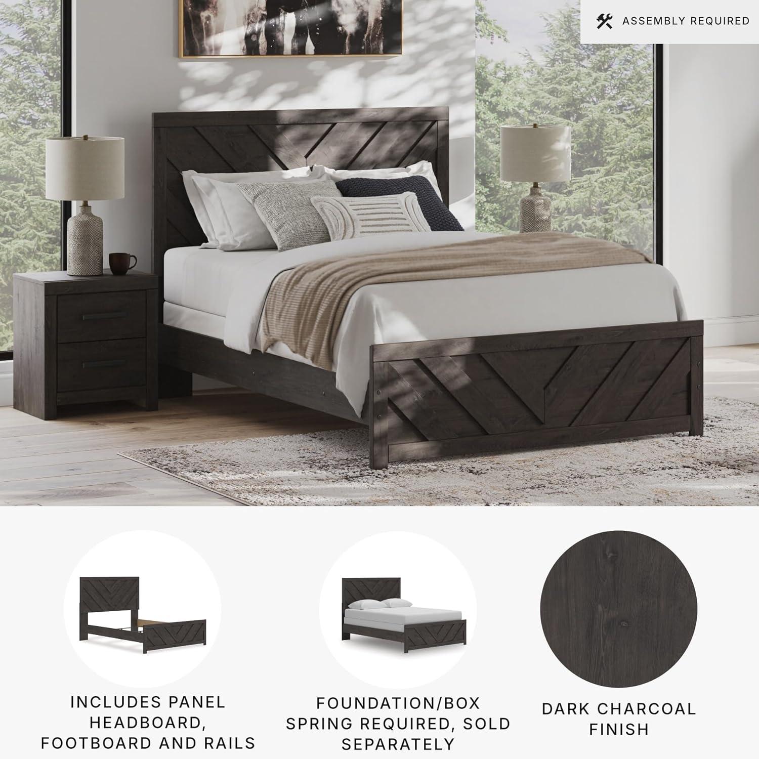 imageSignature Design by Ashley Prendonea Farmhouse Twin Panel Bed Foundation or Box Spring Needed GrayQueen US Standard